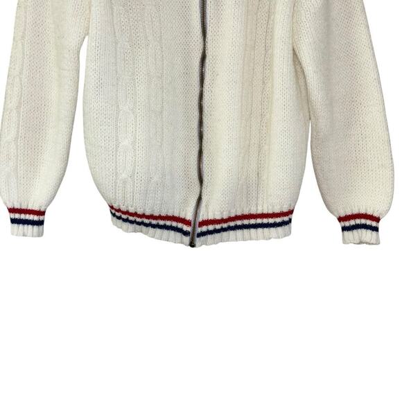 Grandpa Sweater Americana White Red Blue Women’s S/M Preppy Old Money Costal - Picture 6 of 11